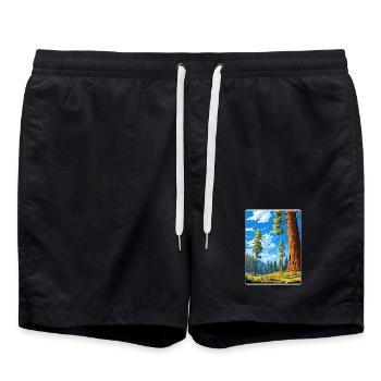 Sequoia Kings Canyon Nationalpark Reiseposter - Badeshorts - Schwarz - Vorne - AI Model Male 185 light (185cm)