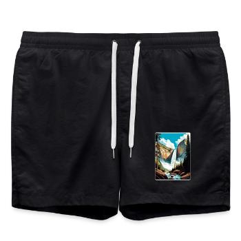 Yosemite Vernal Falls Californie Affiche de voyage WPA - Short de bain - noir - Devant - AI Model Male 185 light (185cm)