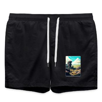 Affiche de voyage du parc national de Dartmoor Souvenir WPA - Short de bain - noir - Devant - AI Model Male 185 light (185cm)