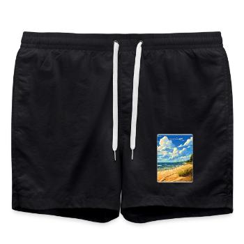 Indiana Dunes National Park Travel Poster Souvenir - Swim Trunks - black - Front - AI Model Male 185 light (185cm)