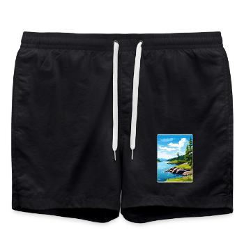 Isle Royale Nationalpark Reiseposter Souvenir - Badeshorts - Schwarz - Vorne - AI Model Male 185 light (185cm)