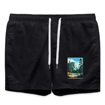 Parc national de Yosemite Affiche de voyage Souvenir WPA - Short de bain - noir - Devant - AI Model Male 185 light (185cm)