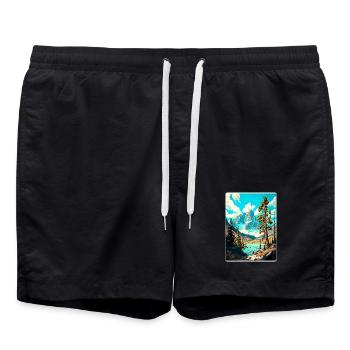 Bridger Teton National Park Affiche de voyage souvenir - Short de bain - noir - Devant - AI Model Male 185 light (185cm)