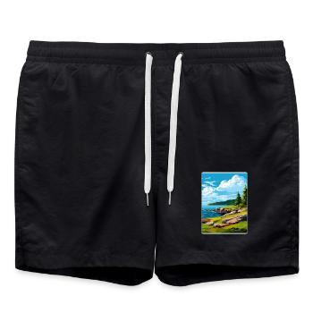 Isle Royale Nationalpark Reiseposter Souvenir - Badeshorts - Schwarz - Vorne - AI Model Male 185 light (185cm)
