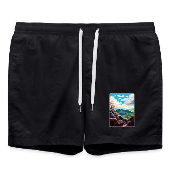 Affiche de voyage souvenir du parc national de Shenandoah - Short de bain - noir - Devant - AI Model Male 185 light (185cm)
