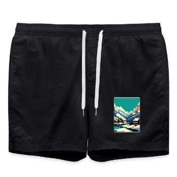 Verbier Ski Resort Mountain Switzerland Travel WPA - Badeshorts - Schwarz - Vorne - AI Model Male 185 light (185cm)