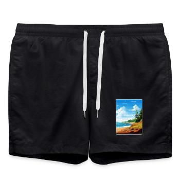 Acadia National Park Travel Poster Souvenir WPA - Swim Trunks - black - Front - AI Model Male 185 light (185cm)