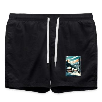 Gstaad Ski Ski Affiche de voyage suisse Souvenir WPA - Short de bain - noir - Devant - AI Model Male 185 light (185cm)