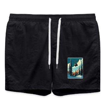 Snowbird Ski Skiing Vintage Travel Poster Souvenir - Swim Trunks - black - Front - AI Model Male 185 light (185cm)