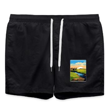 St Andrews Golf Course Scotland Andrew Travel Card - Swim Trunks - black - Front - AI Model Male 185 light (185cm)