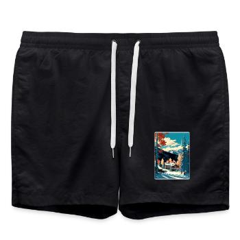 Aspen Ski Ski Voyage Affiche Peinture Souvenir WPA - Short de bain - noir - Devant - AI Model Male 185 light (185cm)