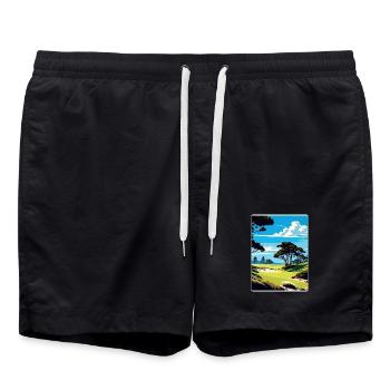 Spyglass Hill Golfplatz Reiseposter Souvenir - Badeshorts - Schwarz - Vorne - AI Model Male 185 light (185cm)
