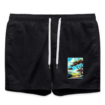 Torrey Pines Golf Course Travel Poster Souvenir - Swim Trunks - black - Front - AI Model Male 185 light (185cm)