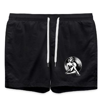 Disque vinyle musique femme cadeau - Short de bain - noir - Devant - AI Model Male 185 light (185cm)