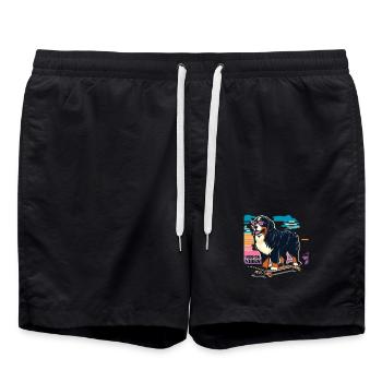 Bernese mountain dog - Swim Trunks - black - Front - AI Model Male 185 light (185cm)