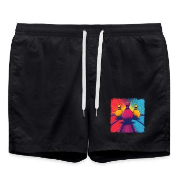 Bowling Cartoon - Badeshorts - Schwarz - Vorne - AI Model Male 185 light (185cm)