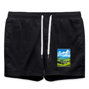 La Savoie France Travel Poster Souvenir Paint WPA - Swim Trunks - black - Front - AI Model Male 185 light (185cm)