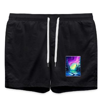 Nordlichter Aurora Borealis Island Reisen WPA - Badeshorts - Schwarz - Vorne - AI Model Male 185 light (185cm)