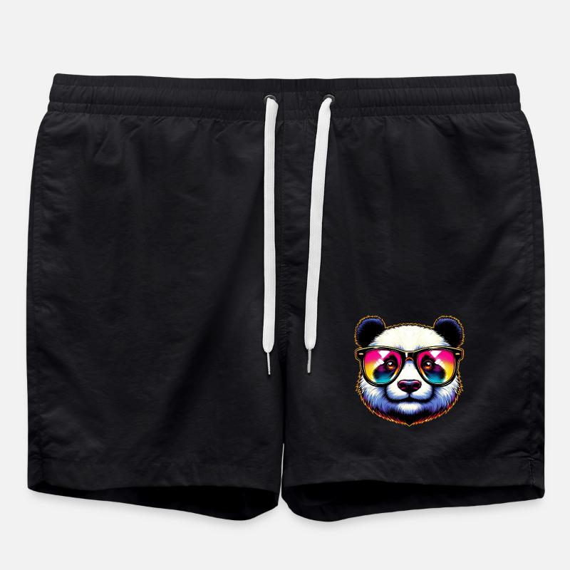 Panda avec lunettes de soleil - Short de bain - noir