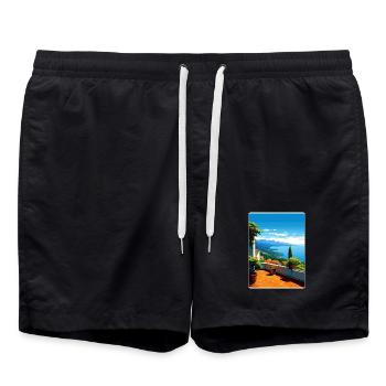Ravello Italien Reise Poster Souvenir Malerei WPA - Badeshorts - Schwarz - Vorne - AI Model Male 185 light (185cm)