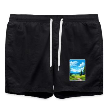 Black Forest Germany Travel Poster Souvenir WPA - Swim Trunks - black - Front - AI Model Male 185 light (185cm)
