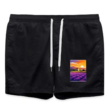 Provence France Affiche de voyage Peinture Souvenir WPA - Short de bain - noir - Devant - AI Model Male 185 light (185cm)