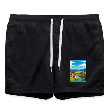 Antakya Turkey City Vintage Travel Poster Souvenir - Swim Trunks - black - Front - AI Model Male 185 light (185cm)