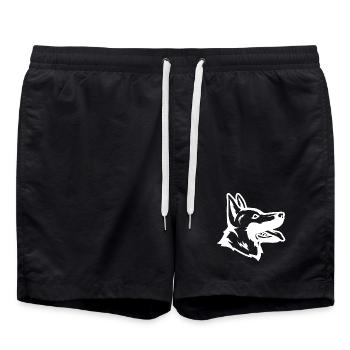 Schäferhund Zeichnung - Badeshorts - Schwarz - Vorne - AI Model Male 185 light (185cm)