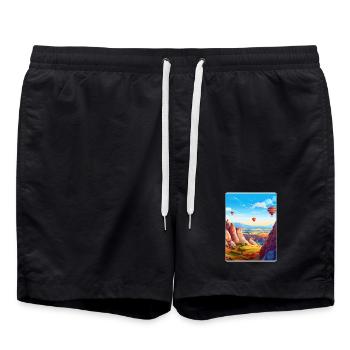 Cappadocia Turkey Travel Poster Souvenir Paint WPA - Swim Trunks - black - Front - AI Model Male 185 light (185cm)