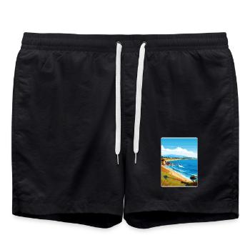 Gallipoli Turkey Travel Poster Souvenir Paint WPA - Swim Trunks - black - Front - AI Model Male 185 light (185cm)