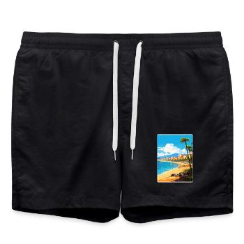 Playa de las Americas Spain Travel Poster Souvenir - Swim Trunks - black - Front - AI Model Male 185 light (185cm)