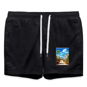 Costa Del Sol Spanien Vintage Reise Poster Souvenir - Badeshorts - Schwarz - Vorne - AI Model Male 185 light (185cm)