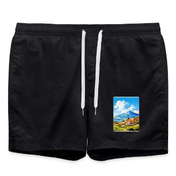 Mont Vardousia Grèce Affiche de voyage Souvenir WPA - Short de bain - noir - Devant - AI Model Male 185 light (185cm)