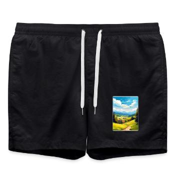 Montagnes du Harz Allemagne Affiche de voyage Souvenir WPA - Short de bain - noir - Devant - AI Model Male 185 light (185cm)