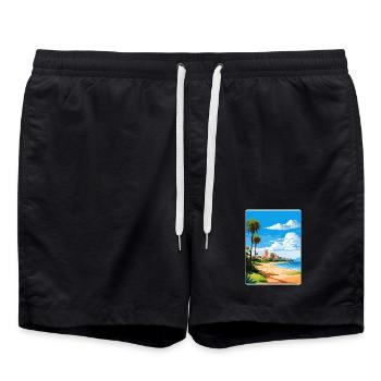 Costa Dorada Spain Travel Poster Souvenir Paint WP - Swim Trunks - black - Front - AI Model Male 185 light (185cm)