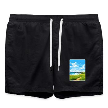 Bude Cornwall England Travel Poster Souvenir WPA - Swim Trunks - black - Front - AI Model Male 185 light (185cm)
