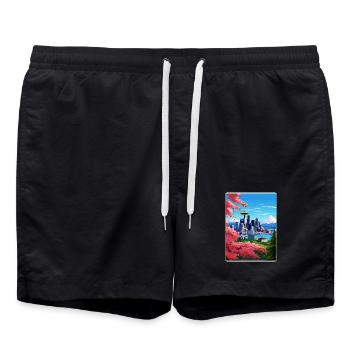 Seattle Washington DC Affiche de voyage Souvenir WPA - Short de bain - noir - Devant - AI Model Male 185 light (185cm)