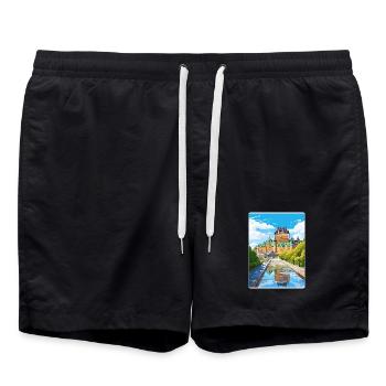 Québec Canada Affiche de voyage Peinture Souvenir WP - Short de bain - noir - Devant - AI Model Male 185 light (185cm)