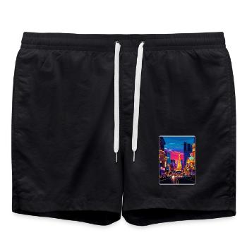 Las Vegas Nevada Affiche de voyage Souvenir Peinture WPA - Short de bain - noir - Devant - AI Model Male 185 light (185cm)