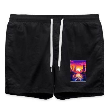 Bangkok Thailand Thai Reise Poster Souvenir WPA - Badeshorts - Schwarz - Vorne - AI Model Male 185 light (185cm)