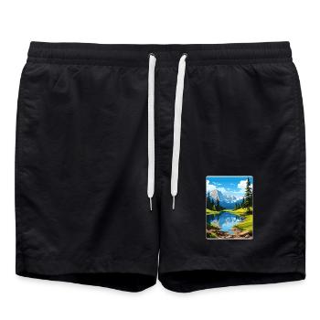 Rocky Mountain Nationalpark Colorado Travel Card - Badeshorts - Schwarz - Vorne - AI Model Male 185 light (185cm)
