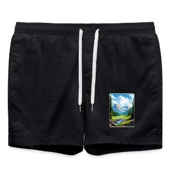 Parc national des Glaciers Affiche de voyage Souvenir WPA - Short de bain - noir - Devant - AI Model Male 185 light (185cm)