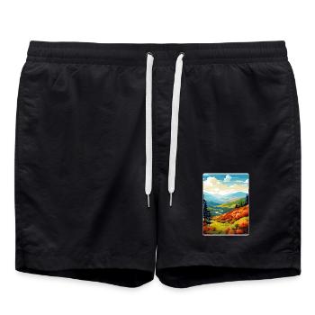 Affiche de voyage du parc national des Great Smoky Mountains - Short de bain - noir - Devant - AI Model Male 185 light (185cm)