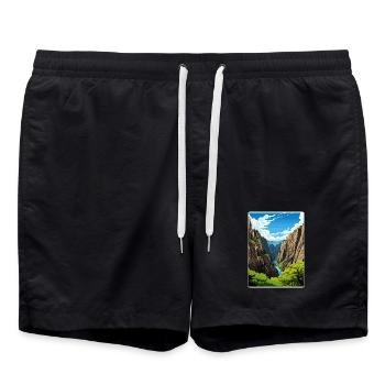 Black Canyon Nationalpark Colorado Reiseposter - Badeshorts - Schwarz - Vorne - AI Model Male 185 light (185cm)