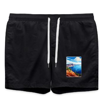 Affiche de voyage du parc national des Great Smoky Mountains - Short de bain - noir - Devant - AI Model Male 185 light (185cm)