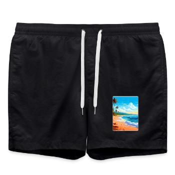 Barbade Caraïbes Voyage Affiche Souvenir Peinture WP - Short de bain - noir - Devant - AI Model Male 185 light (185cm)