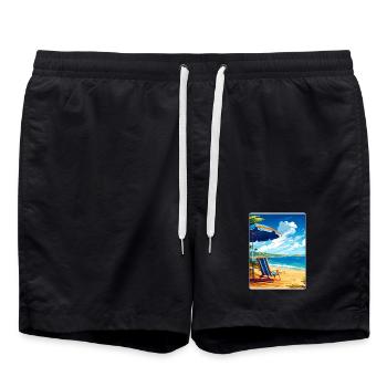 Dominikanische Republik Karibik Reise Posterkarte - Badeshorts - Schwarz - Vorne - AI Model Male 185 light (185cm)