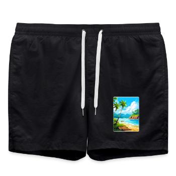 Dominikanische Republik Karibik Reise Posterkarte - Badeshorts - Schwarz - Vorne - AI Model Male 185 light (185cm)