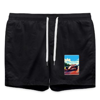 Monza Circuit Motorsport Rennen Italien Reiseposter - Badeshorts - Schwarz - Vorne - AI Model Male 185 light (185cm)