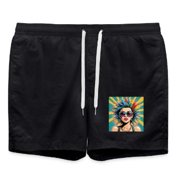 Punk Fille Nancy Avec Lunettes de soleil Rock HipHop Musique - Short de bain - noir - Devant - AI Model Male 185 light (185cm)